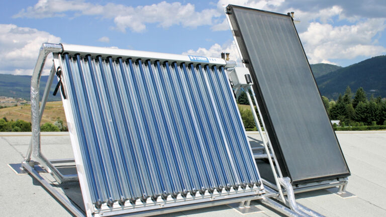 Solar collectors on tekmar roof
